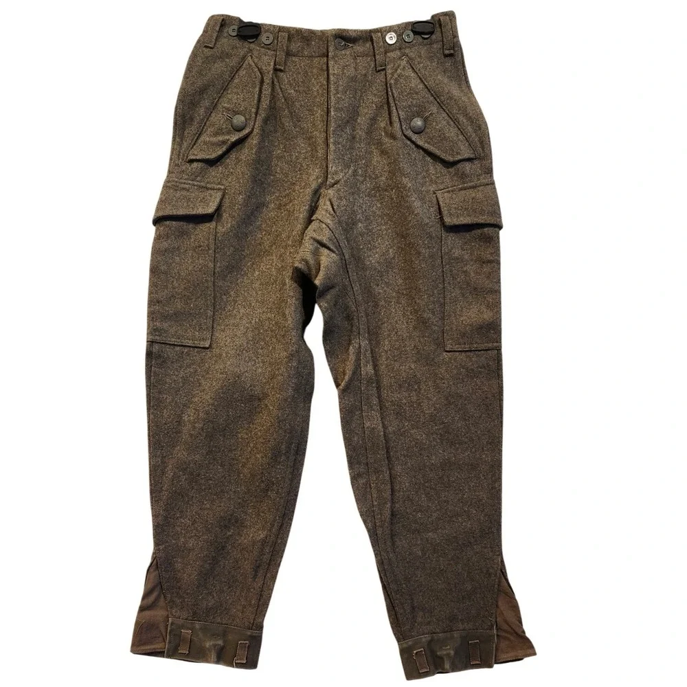 Vintage Swedish Military 1960 Wool Cargo Pants Grey Brown 29x27 M58 Vietnam Era‎